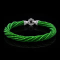 Natural Green Jadeite Twisted Bead Bracelet Handmade Jade Jewelry