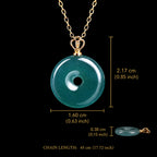 Natural Blue Jadeite Ping An Kou Necklace for Women – 18K Gold Fashion Jewelry