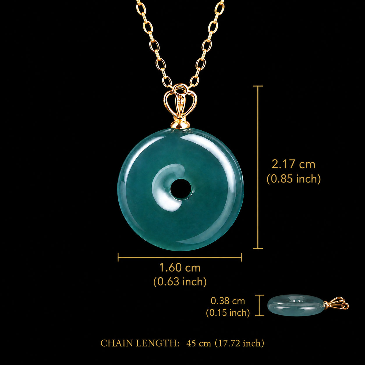 Natural Blue Jadeite Ping An Kou Necklace for Women – 18K Gold Fashion Jewelry