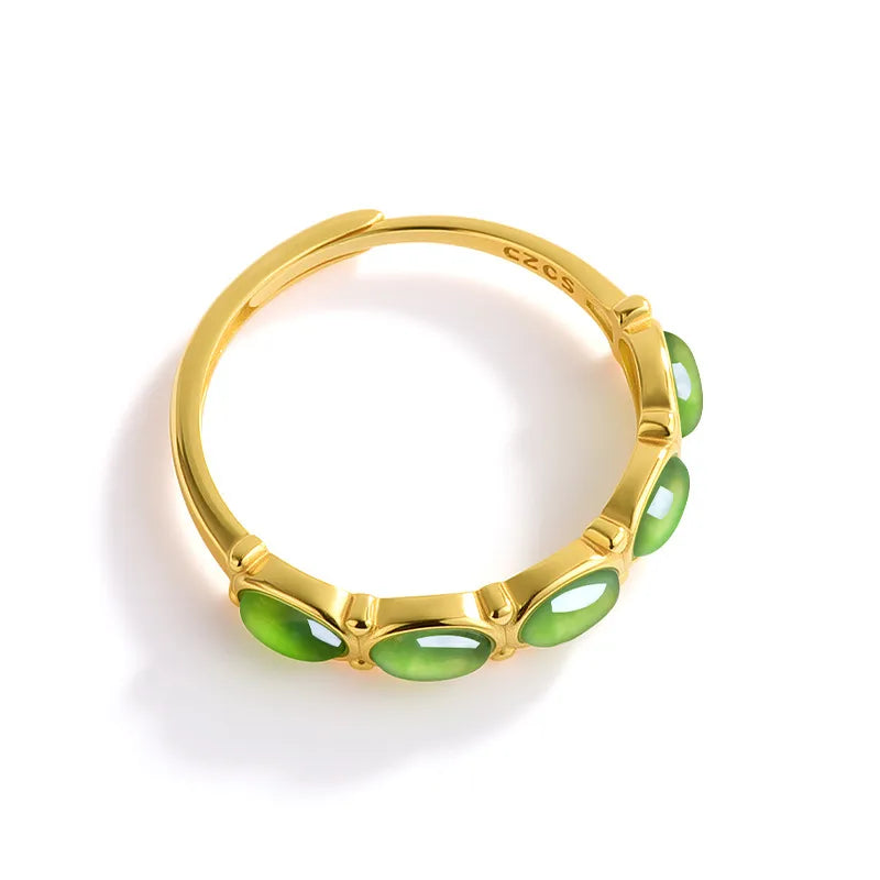 Burmese Green Jade Adjustable Ring with S925 Sterling Silver – Natural Jade Jewelry jade BMjade