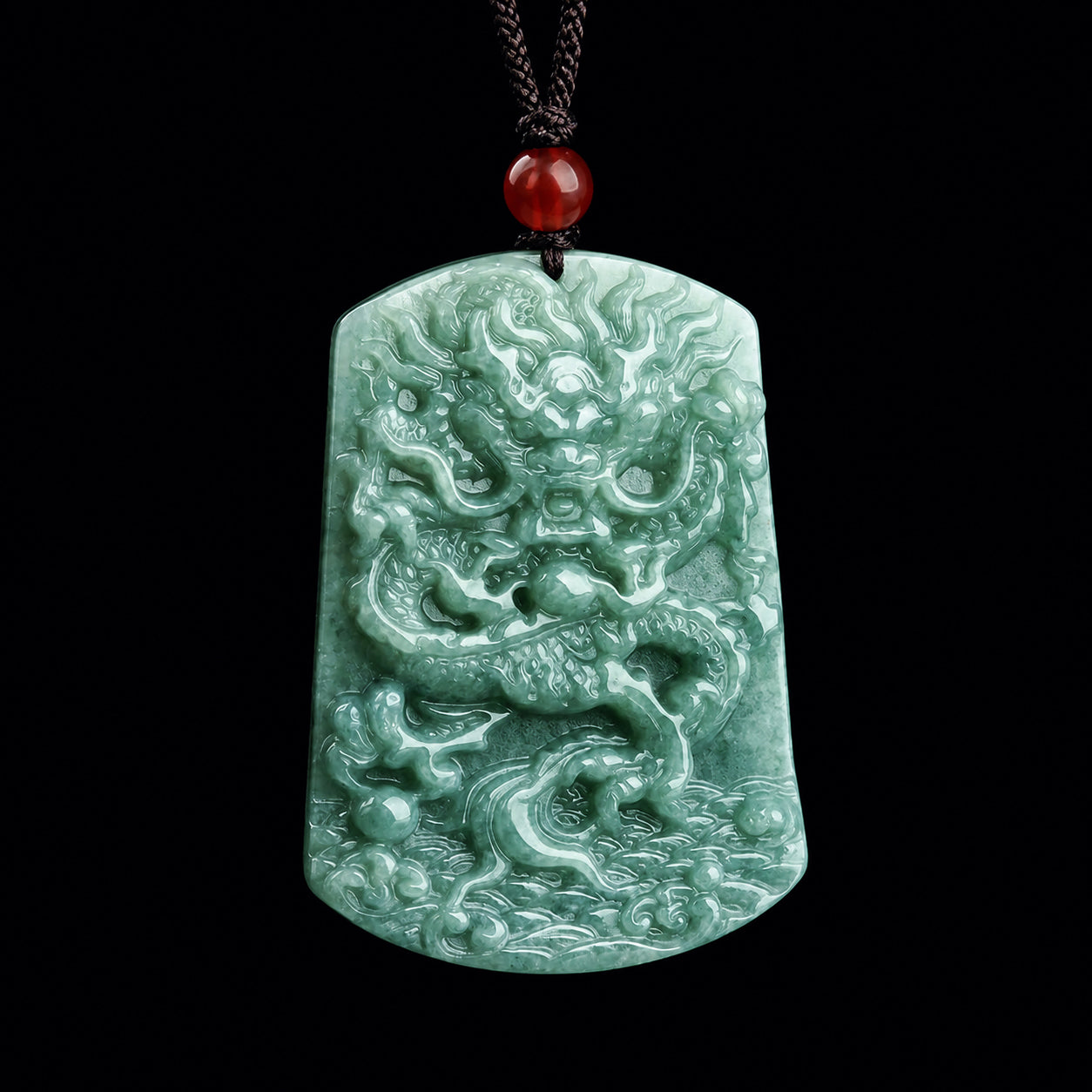 Real Jadeite Dragon Plaque Pendant Necklace – Men’s Jewelry