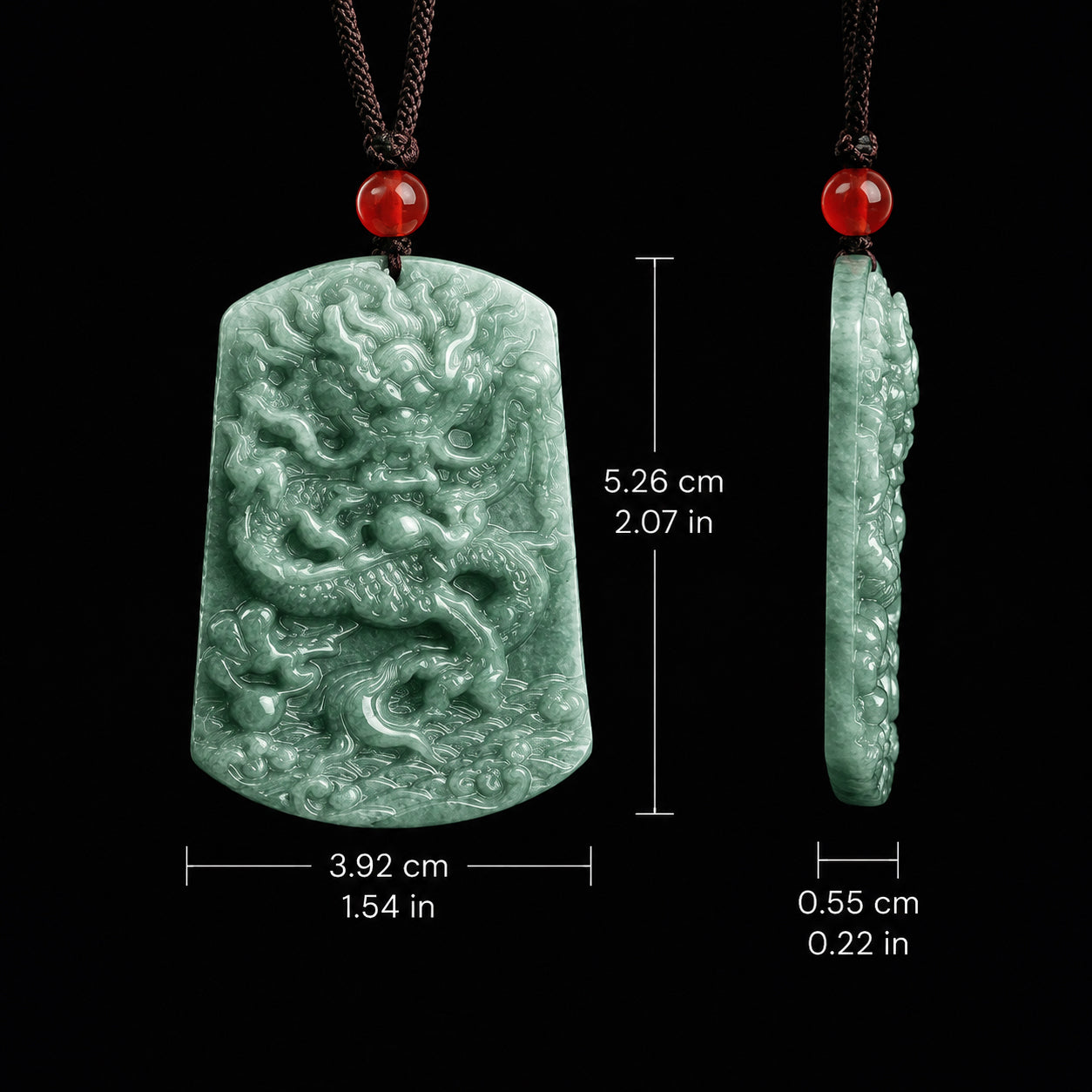 Real Jadeite Dragon Plaque Pendant Necklace – Men’s Jewelry