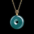 Natural Blue Jadeite Ping An Kou Necklace for Women – 18K Gold Fashion Jewelry