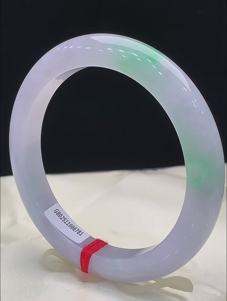 Natural Burmese Lavender Green Jadeite Bangle Bracelet 57mm Icy Purple Green Jade