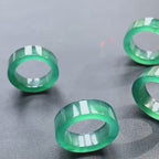Natural Blue-Green Jadeite Wide Band Ring for Men