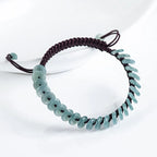Handwoven Natural Blue Jadeite Peace Buckle Bracelet for Women jade BMjade