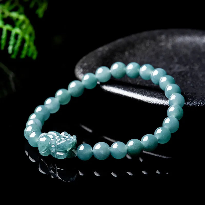 Natural Blue Jade Pixiu Feng Shui Beaded Bracelet for Good Luck jade BMjade