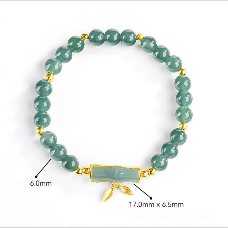 Blue Jadeite Bamboo Segment S925 Silver Stretch Bracelet for Women jade BMjade