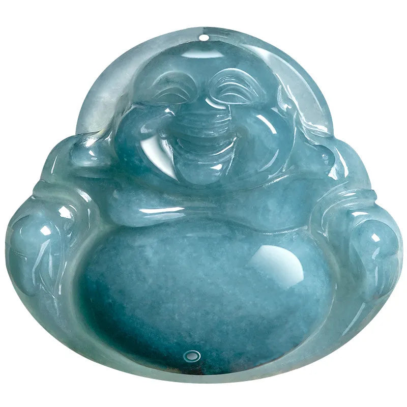 Real Blue Jadeite Big Belly Buddha Pendant Necklace – Men’s Jewelry jade BMjade