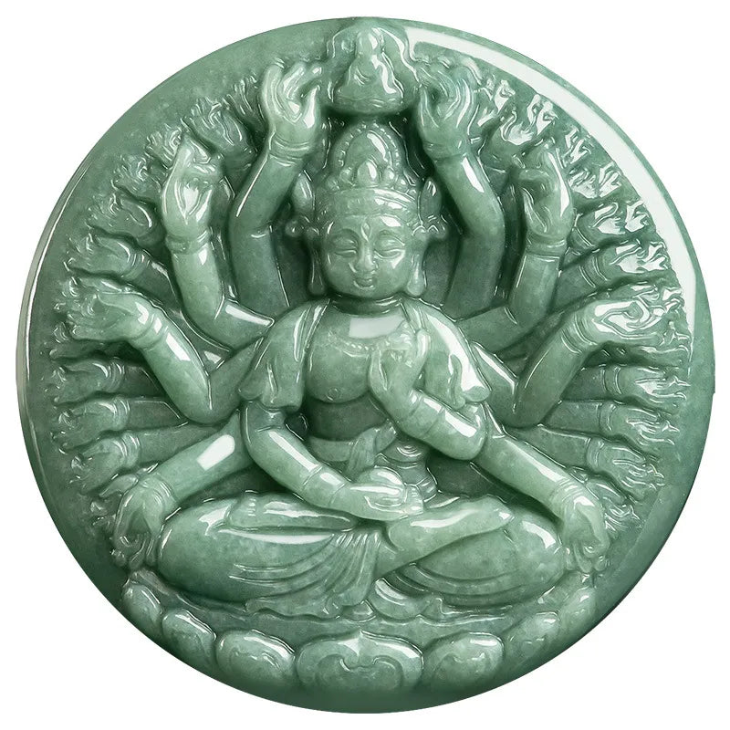 Real Hand-Carved Jadeite Thousand-Hand Guanyin Pendant Necklace – Men’s Jewelry jade BMjade