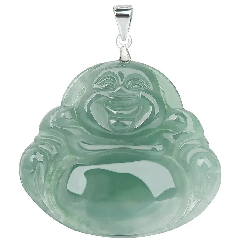 Natural Burmese Jadeite Maitreya Buddha Pendant Necklace – S925 Silver jade BMjade