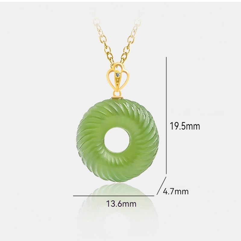 Natural Burmese Green Jade Spiral Ping An Kou Necklace – 46cm S925 Silver, 18K Gold Clasp jade BMjade