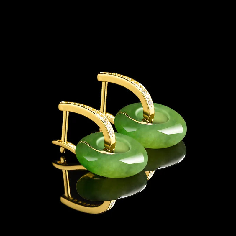Real Burmese Green Jade Donut Drop Earrings – Natural Jade Jewelry jade BMjade