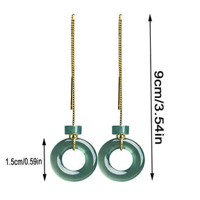 Sterling Silver Donut Threader Earrings with Natural Jadeite – S925 Handmade Jewelry jade BMjade