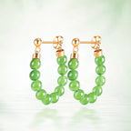 Real Burmese Green Jade Bead Chain Earrings – S925 Silver Jewelry jade BMjade