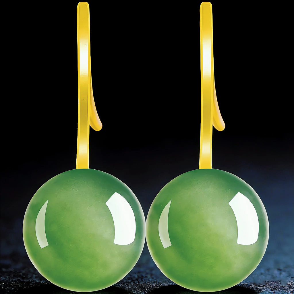 Spinach Green Jadeite Earrings – S925 Silver, Elegant Jewelry for Harmony & Luck
