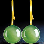 Spinach Green Jadeite Earrings – S925 Silver, Elegant Jewelry for Harmony & Luck